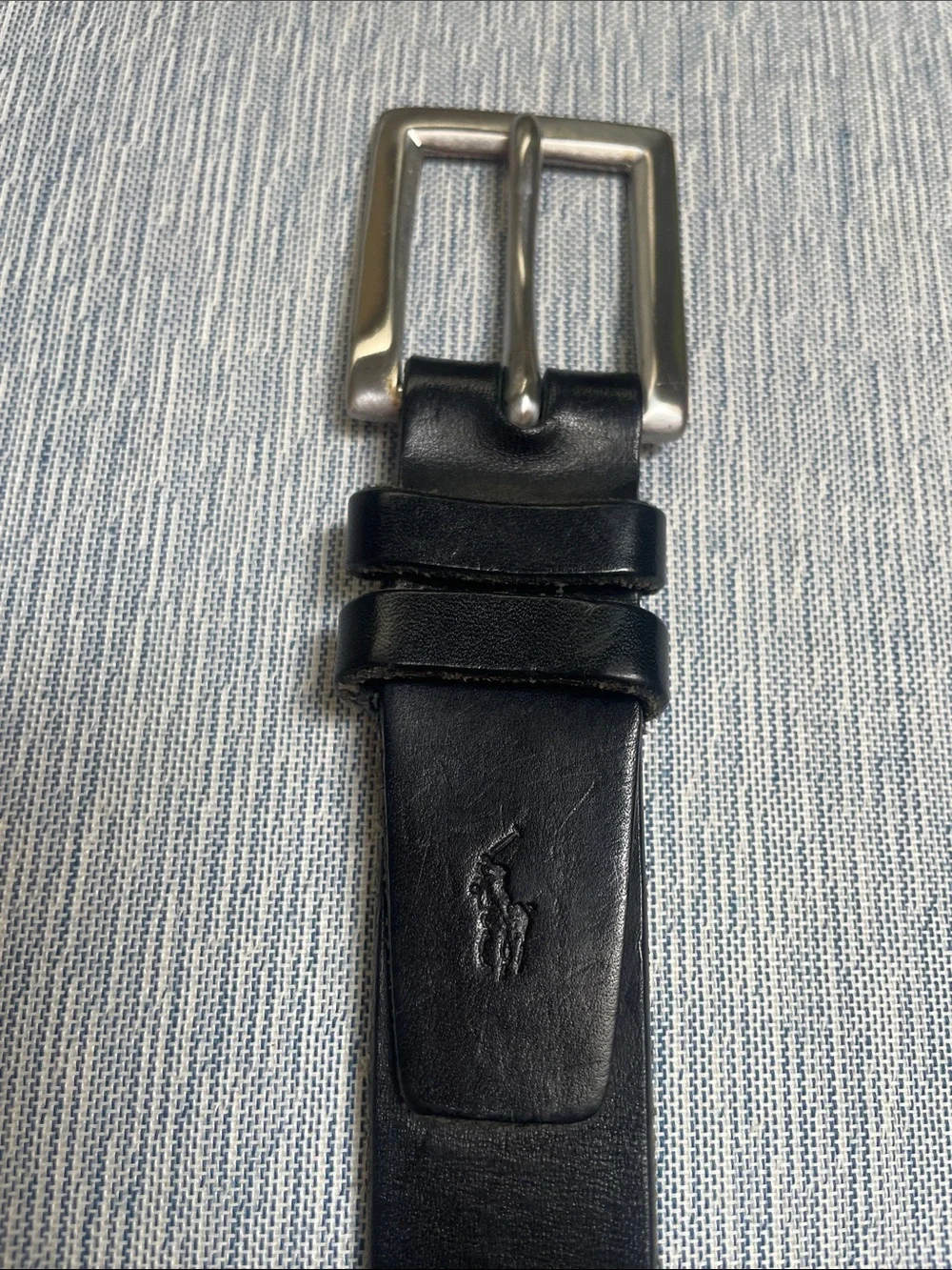 Polo Ralph Lauren Black Leather Belt | Size 34 | Silver Buckle | Polo Pony